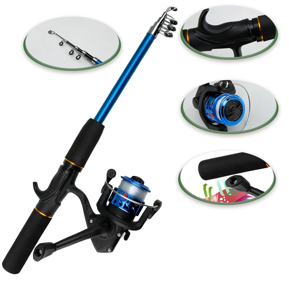 Portable Telescopic Folding Fishing Rod Set Complete Gear with Soft Bait Bag Included Fishing Accessories