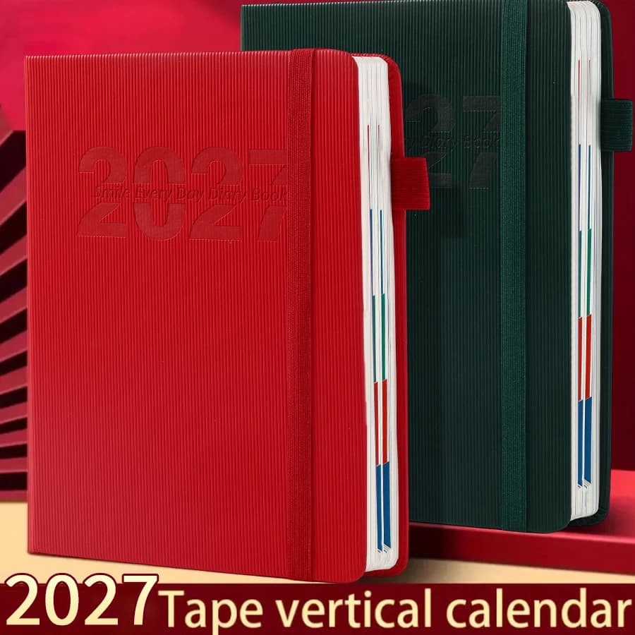 Nuovo Agenda 2027 in Pelle PU con Elastico, Planner Giornaliero 365 Giorni, Una Pagina al Giorno, Diario per la Gestione del Tempo, 320 Pagine, Libro per la Pianificazione