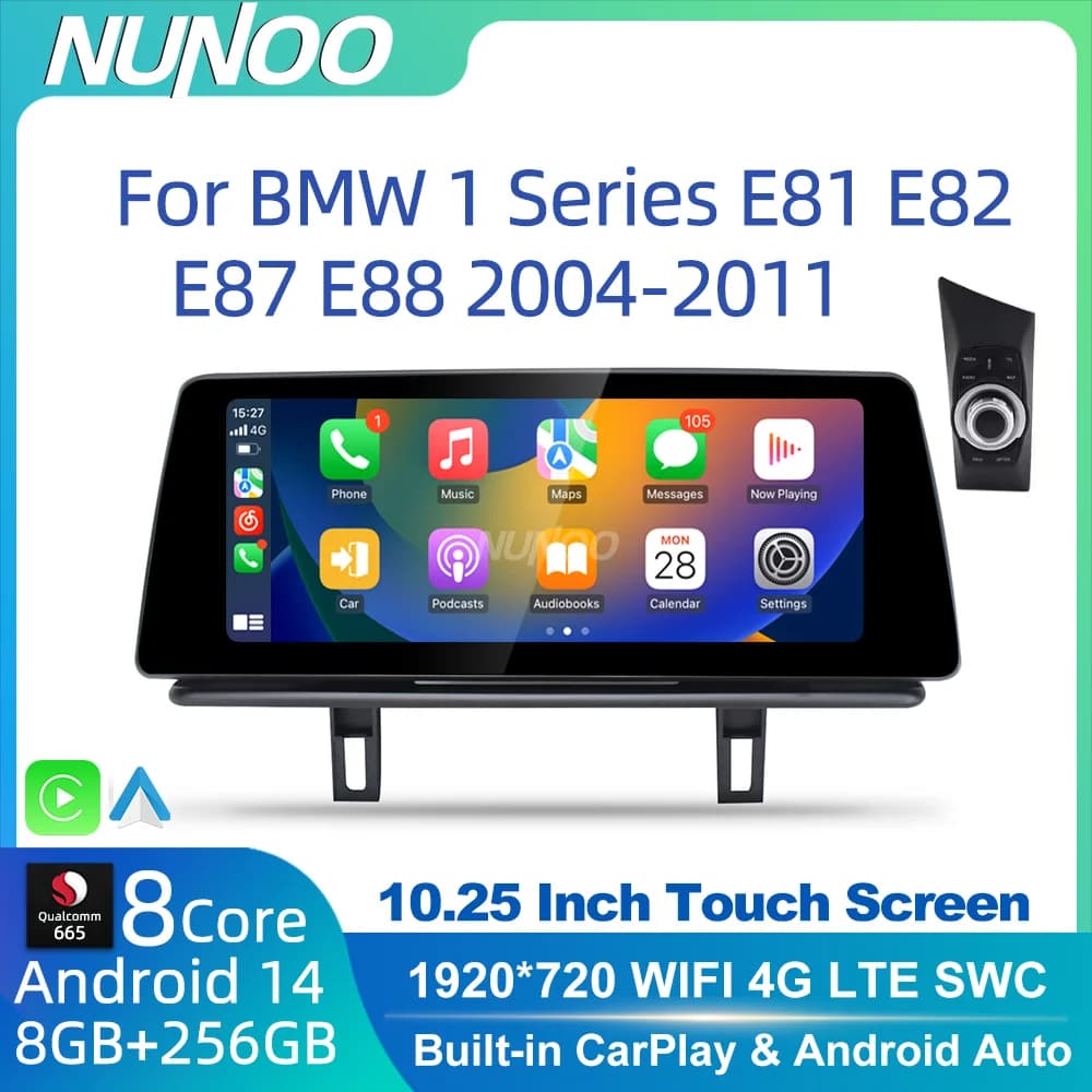 Android 14 Car Wireless CarPlay for BMW Series 1 E81 E82 E87 2004-2011 GPS Autoradio Multimedia Navigator Stereo