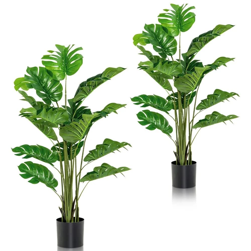 Set di 2 Piante Artificiali Monstera Deliciosa in Vaso, Altezza 1,5 m, per Arredamento Casa