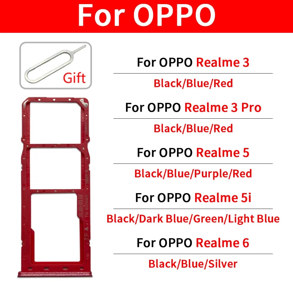 Vassoio porta SIM e scheda SD per OPPO Realme 6 5i 5 3 Pro, ricambio per slot porta SIM e scheda, parte di ricambio