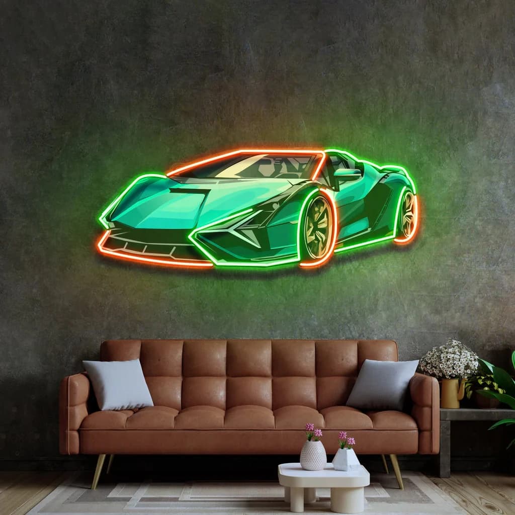 Insegna al neon per auto da corsa Stampa UV Hypercar Neon Sala giochi/Arredamento della stanza dei ragazzi Super Racing Car Bar Club Decorazione da parete Regalo per lui