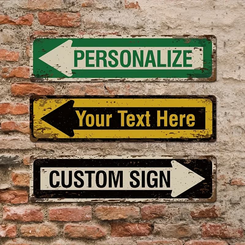 1pc Custom Street Road Signs Metal Signs Arrow Names Outdoor Text Signs Custom Gifts , Aesthetic Room Decor, Bedroom Decor