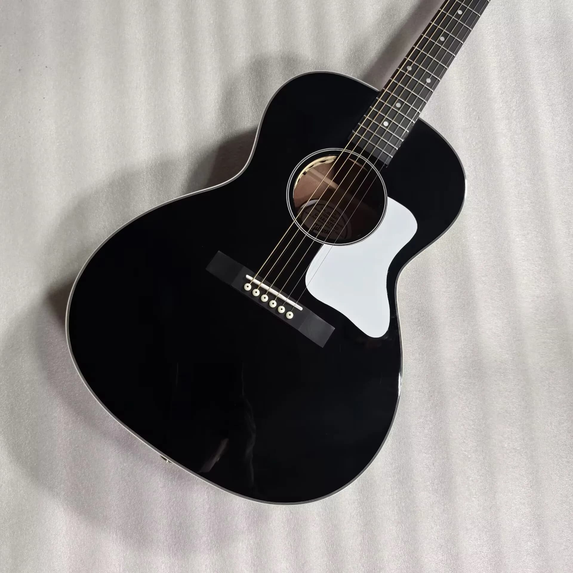 Professional parlor 6-String Acoustic Electric Guitar L-00 Right Handed Ebony. custom white pick gaurd. Pickup & GigBag