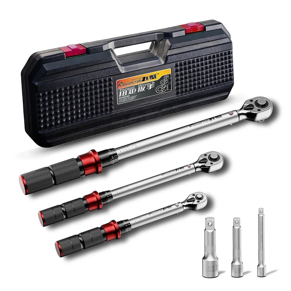 Set di Chiavi Dinamometriche Meccaniche 6 Pezzi 5-220N.m con 3 Aste di Prolunga per Riparazione di Biciclette, Moto, Auto e Attrezzi Industriali