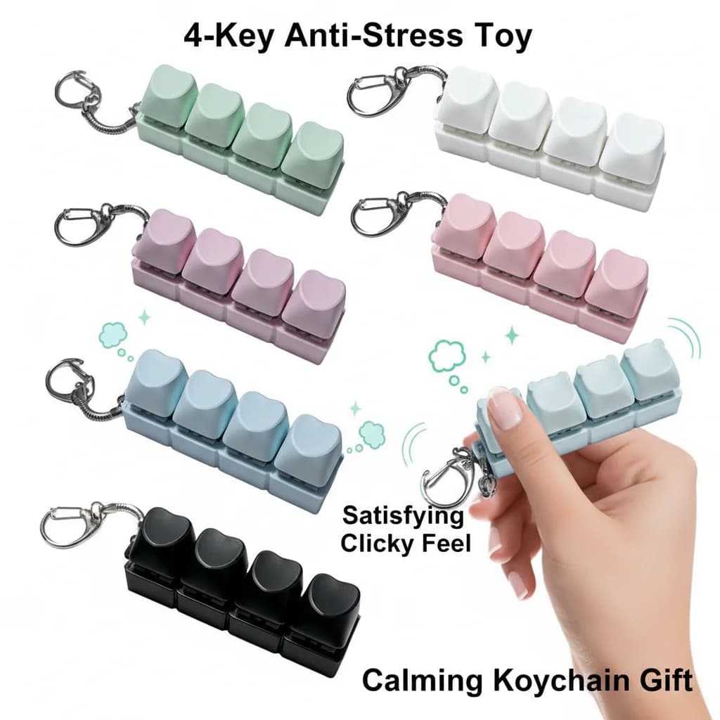 4 keys toy antistress mechanical keyboard headers button pressure finger decompression keychain gift for children adults