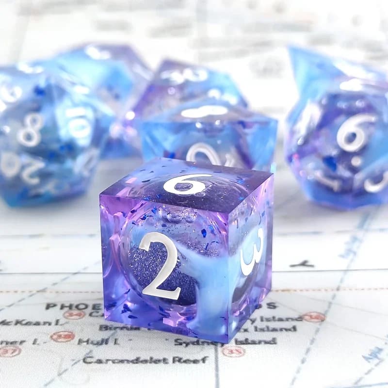 Set di dadi in resina RPG, dadi con nucleo liquido, dadi da gioco poliedrici per giochi di ruolo Dungeons and Dragons Set di dadi DND Dadi RPG D100 D20 D10 D6