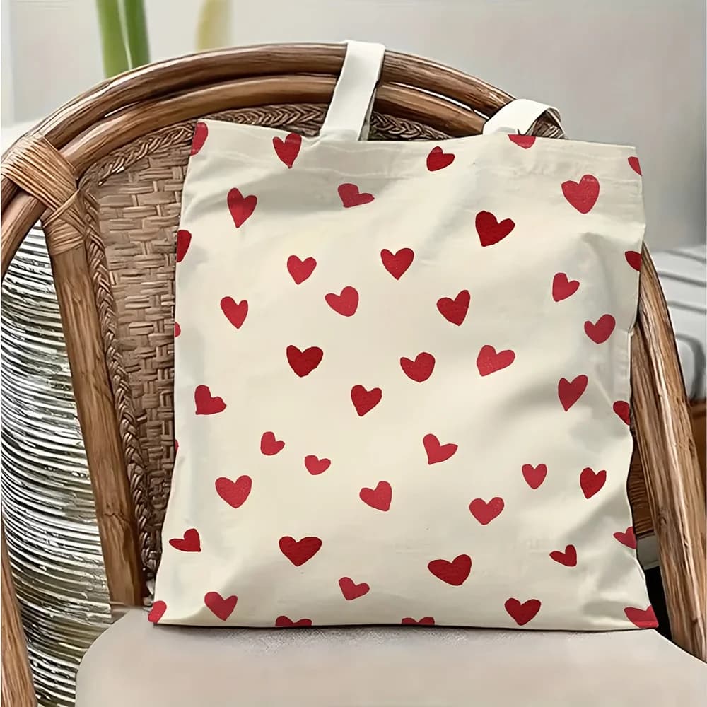 1 borsa a tracolla in tela rosa romantica a forma di cuore, borsa tote leggera e pieghevole con tracolla fissa, borsa per la spesa riutilizzabile, regalo perfetto per pendolarismo, viaggi, shopping, scuola e vacanze