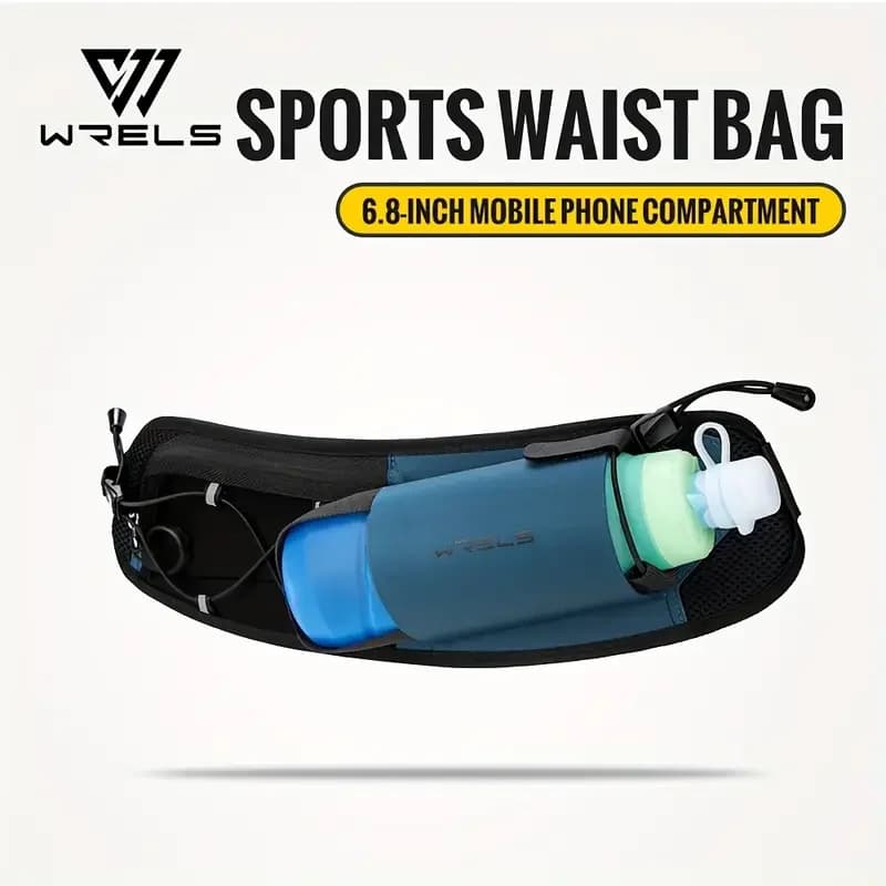 WRELS Marsupio da corsa Marsupio da uomo Marsupio da trail per maratona per telefono Bottiglia d'acqua Sport Marsupio Fitness Doppia tasca