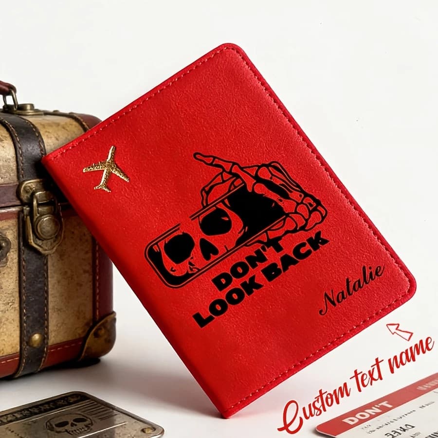 Personalized Custom Text Name Passport Holder - 6 Color Options (Yellow, Pink, Blue, Black, White, Red)