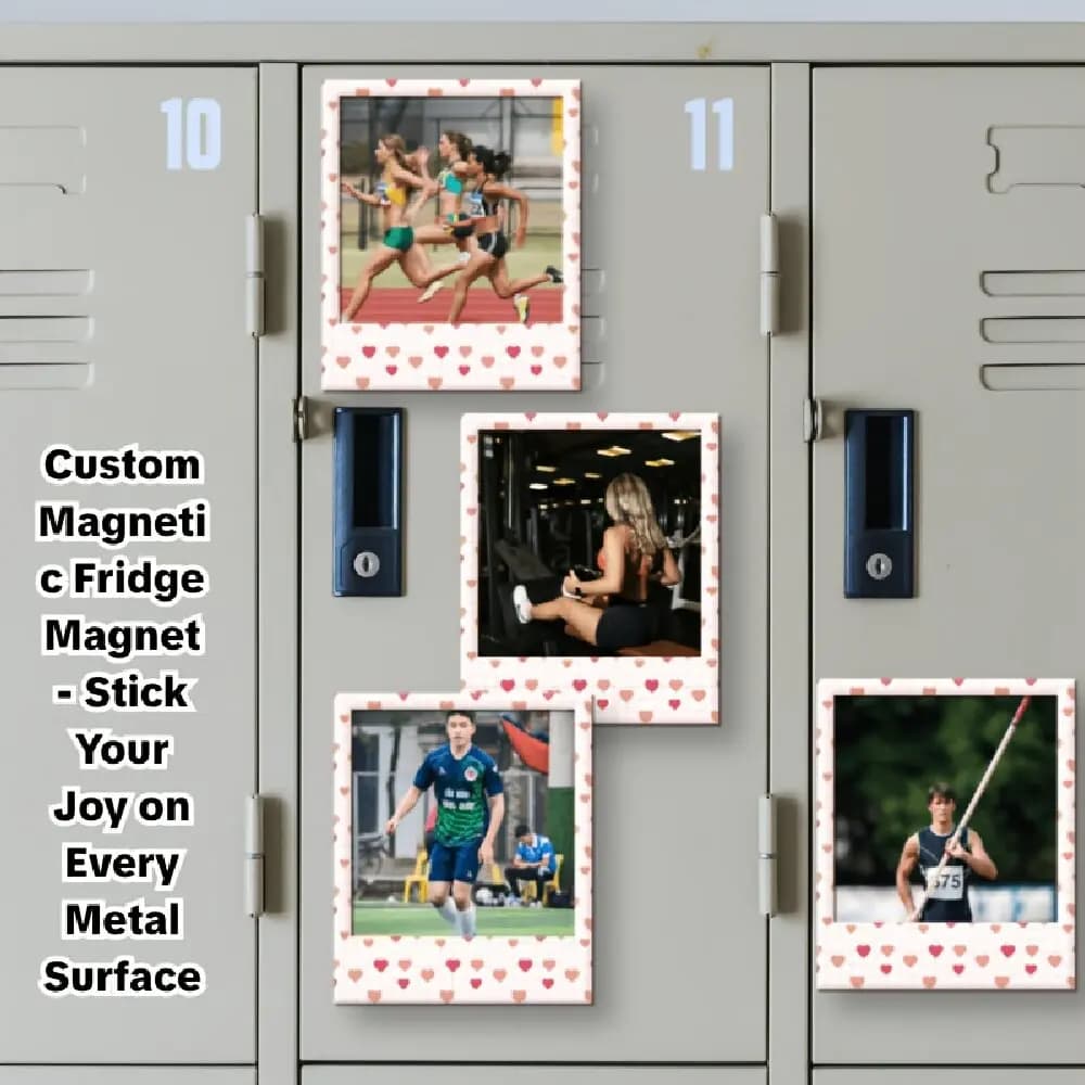 Custom Photo Fridge Magnets, Upload travel & family photos, decorative magnetic tiles for unique home adornment