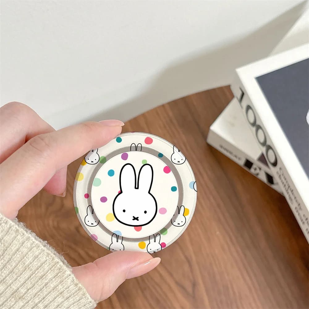 Nuovo Supporto Magnetico Telescopico per Telefono INS con Motivo a Onde Colorate e Coniglio Miffy, Stand Portatile Magsafe a Assorbimento Magnetico