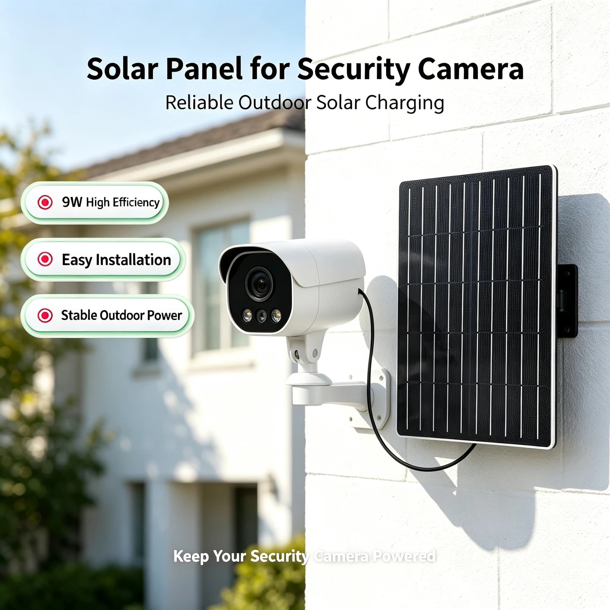 Monocrystalline solar panel with cable bracket; Type-C output suitable for video doorbells and small USB devices