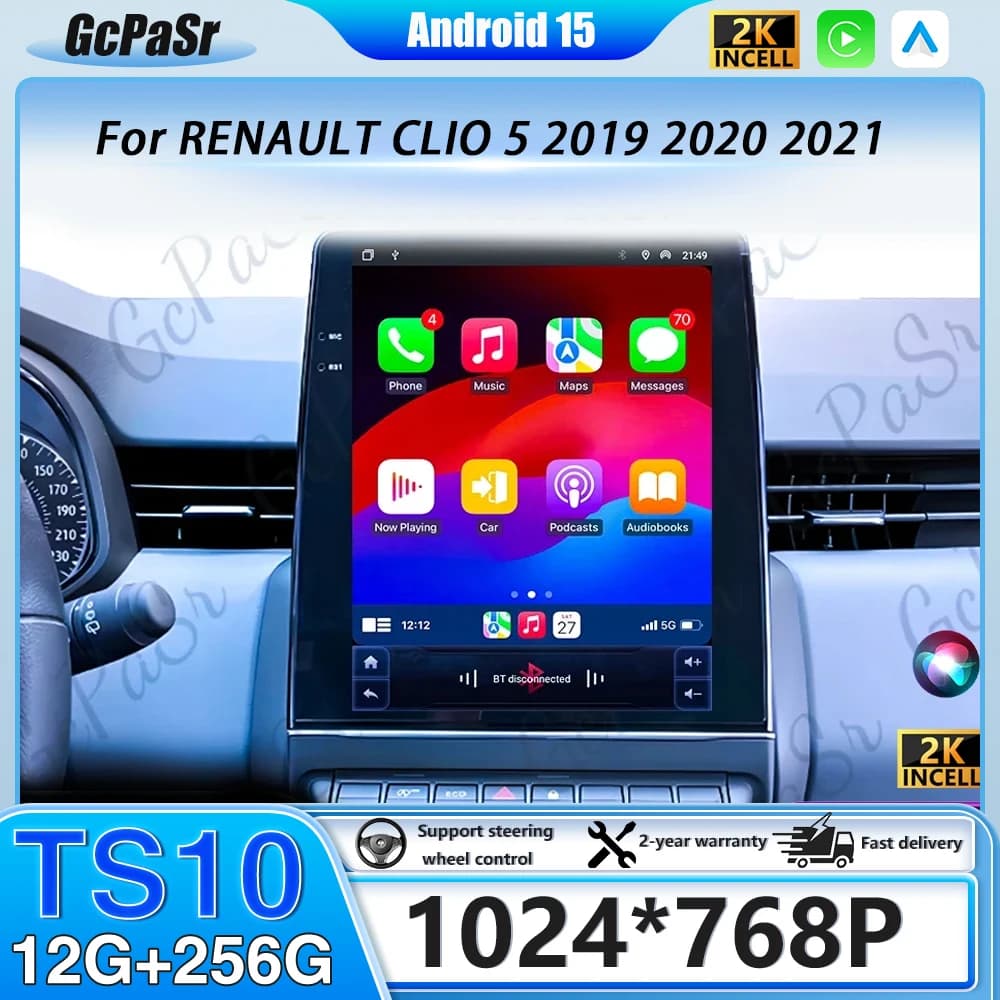 Android 16 For RENAULT CLIO 5 2019 2020 2021 Style Tesla 9.7 inch Navigation Multimedia GPS Reader 5G Wifi NO 2DIN DVD