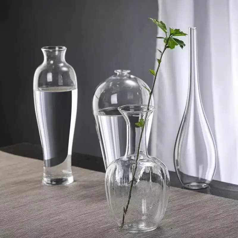 Contemporary Glass Bud Vases Zen Home Decor Transparent Cylinder Shaped Vase for One-Branch Ikebana Arrangements Tabletop Center