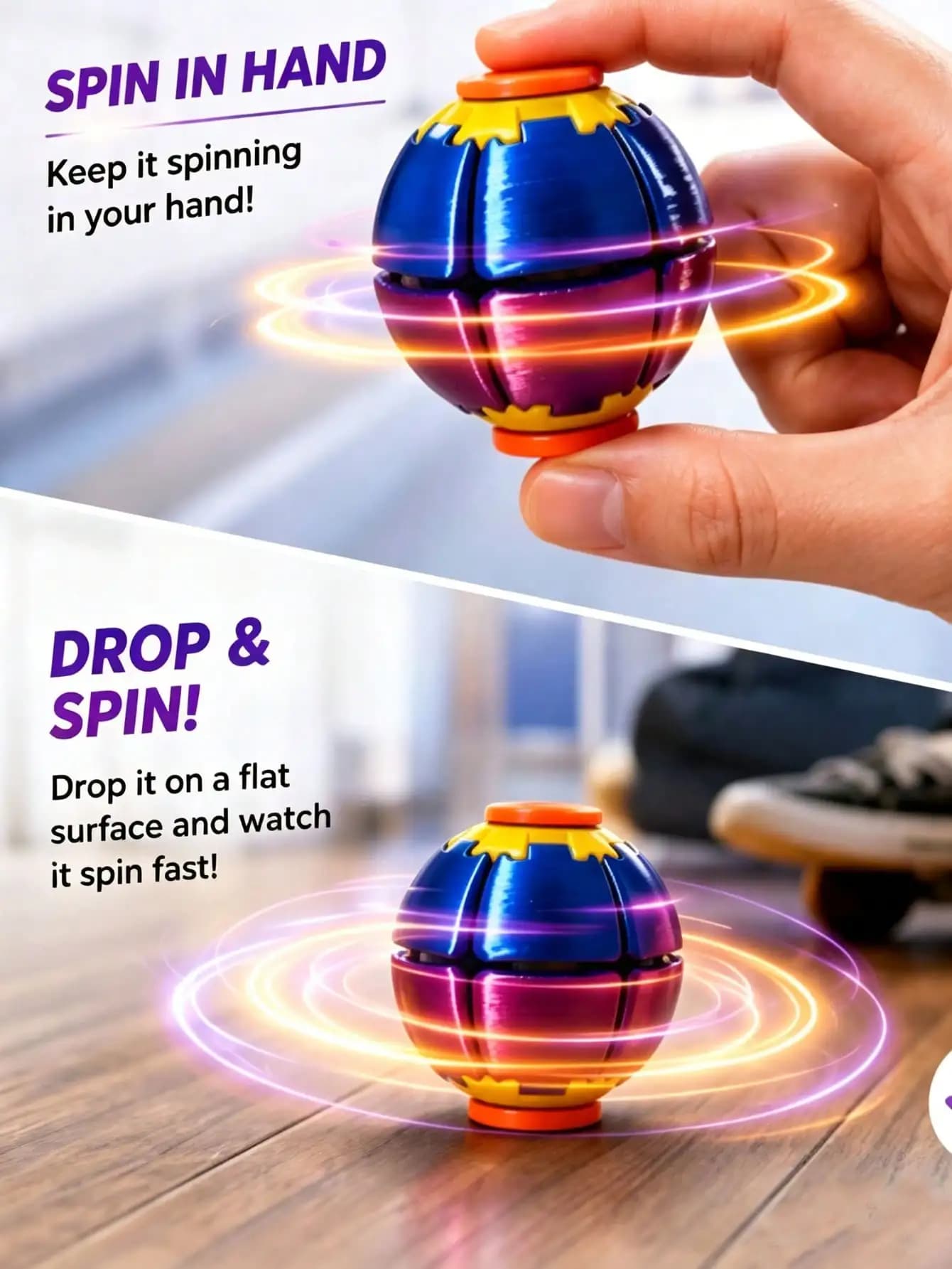 Colorful Fidget Ball, Press & Spin Dual‑Function Fidget Spinner, Portable Stress Relief Toy for Office Boredom