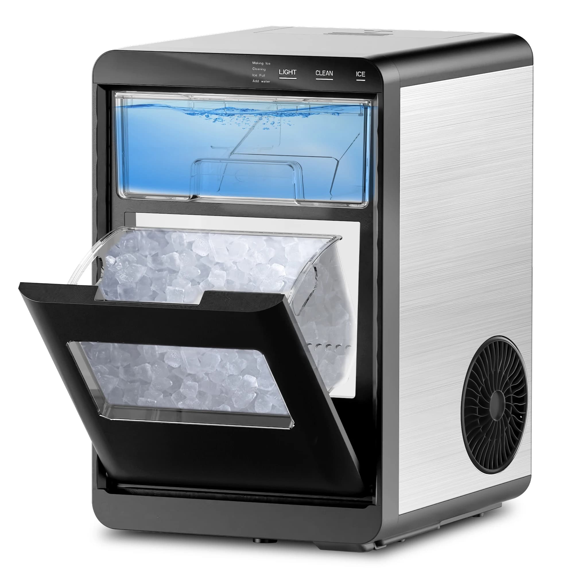 EUHOMY Nugget Ice Maker Countertop, Soft Chewable Pellet Ice Machine, 44Lbs Per Day Self-Cleaning Stainless Steel Ice Maker for Iced Coffee, Soda, Tea, And Home Coffee Bar & Gifts for Coffee Lovers，For Home/Party/RV/Camping