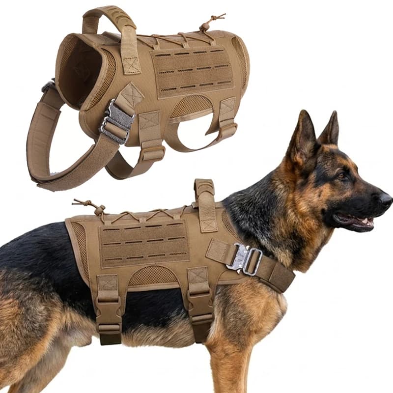 Tactical Molle Dog Harness Vest,1000D Nylon,Quick Release Metal Buckle,Non-slip Handle,Med Large Dogs,Hunting Airsoft CS Outdoor