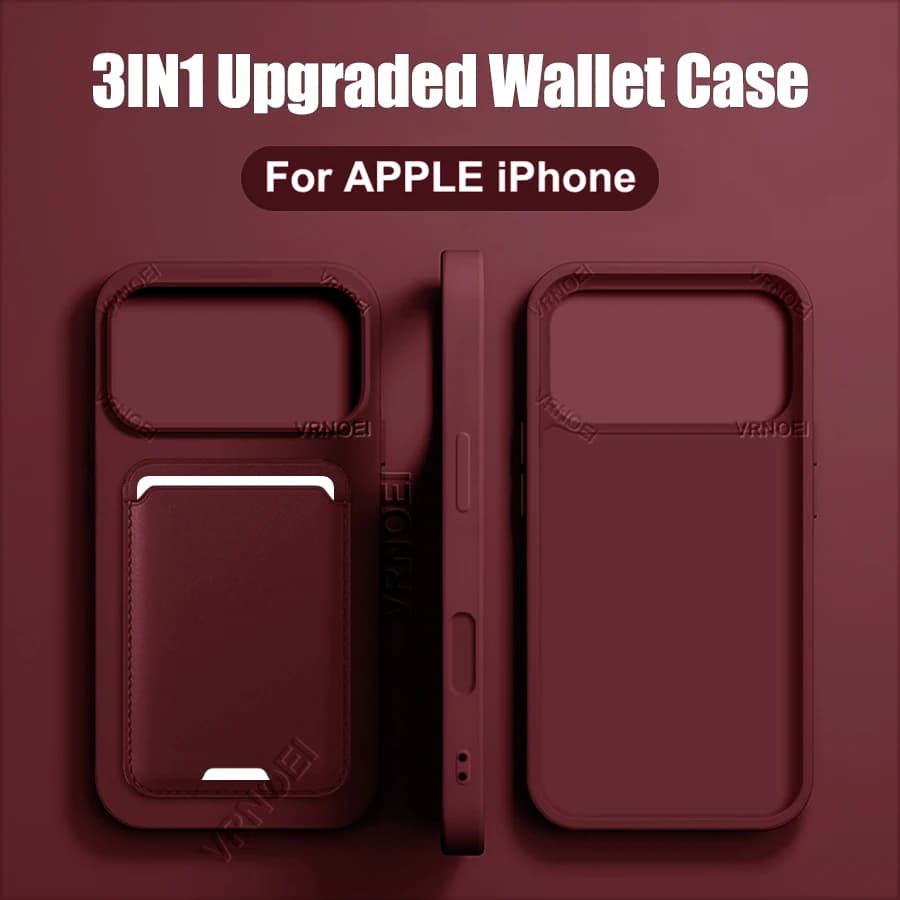 Custodia Portafoglio 3-IN-1 Migliorata per iPhone 16 15 11 12 13 14 17 Pro Max Plus, Cover Posteriore Antiurto per Donna e Uomo
