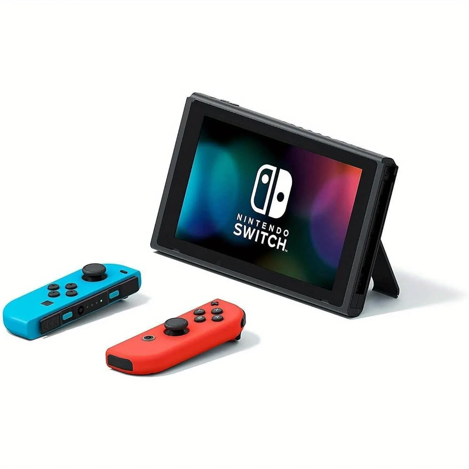 Nintendo Switch Joy-Con Controllers Neon Blue & Neon Red Set with 12-Month Individual Membership and Carrying Case