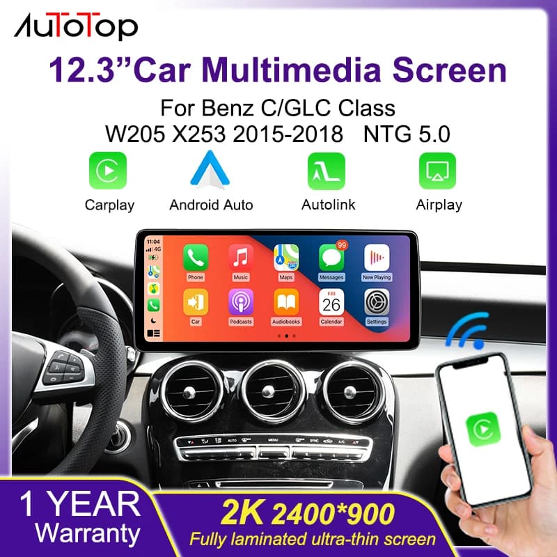 AUTOTOP 12.3 "2400*900 Linux Carplay Autoradio Stereo Per Mercedes Benz W205 GLC Classe V W447 GLA CLA 2015-2019 NTG5.0 Airplay