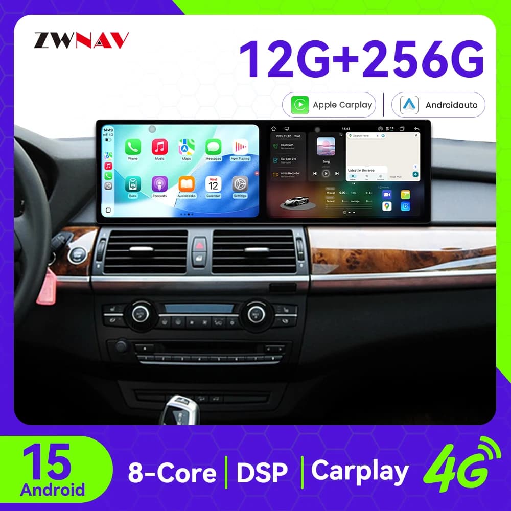 ZWNAV Android 15 Autoradio Per BMWX5 2013-2017 NBT Wireless CarPlay Android Auto DSP Suono Navigazione GPS Octa-Core Avvio Veloce