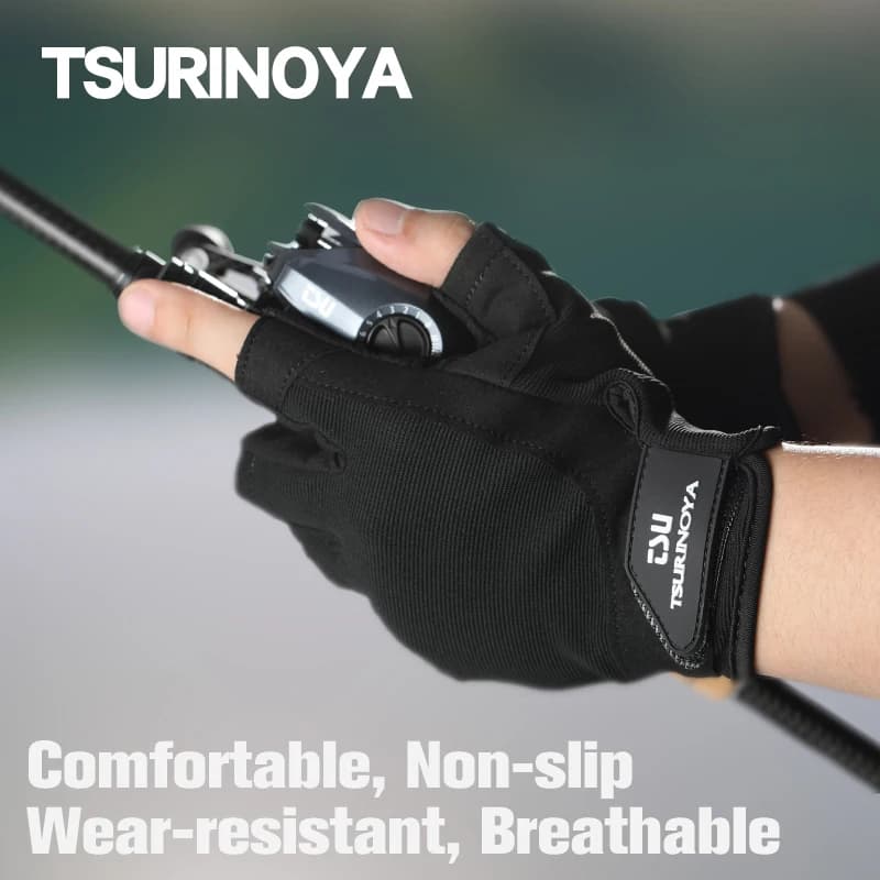 Guanti da Pesca TSURINOYA Mezze Dita per Uomo e Donna, Guanti Sportivi da Ciclismo, Corsa, Moto, Bicicletta, Traspiranti e Antiscivolo