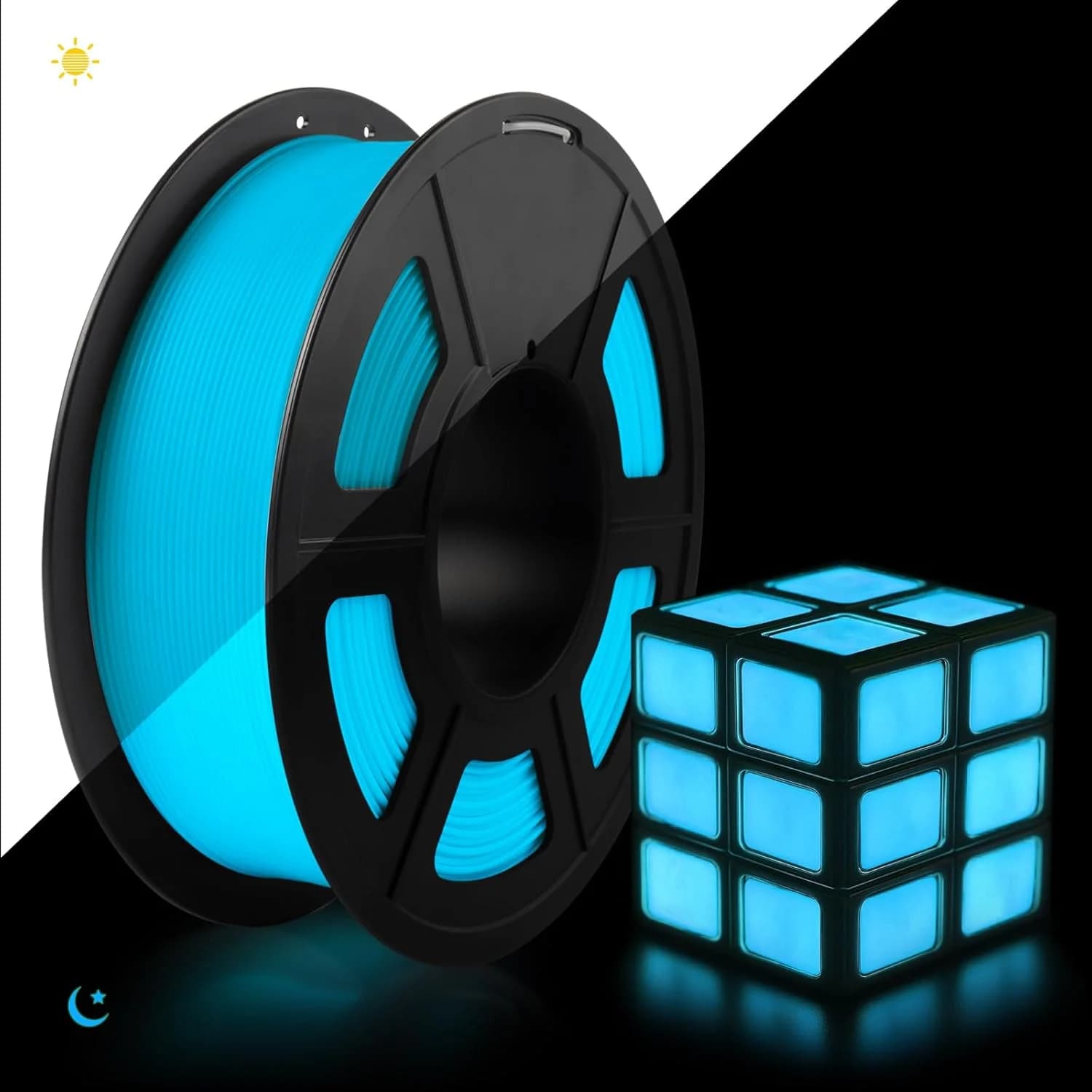 Filamento TPU 95A per Stampante 3D Luminescente al Buio, 1.75mm, Precisione Dimensionale +/- 0.03, Bobina da 250g, Blu