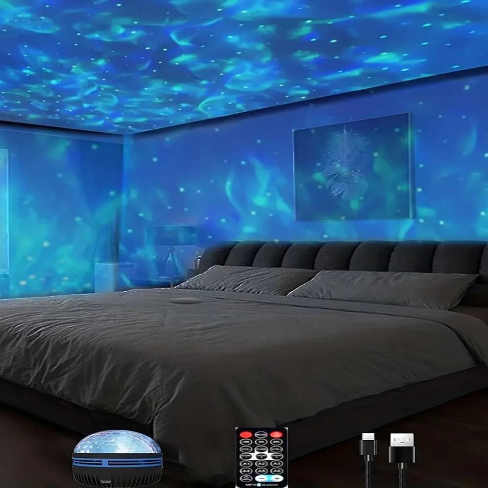 1 Piece Star Projector, Galaxy Projector, Water Ocean Wave Projector for Night Light Room Decoration with 7 Color Patterns