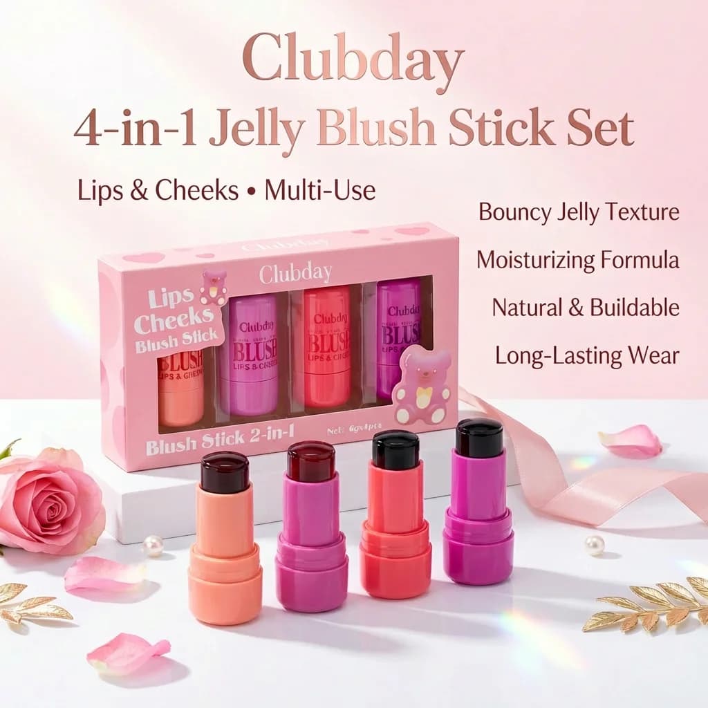 Stick Multifunzionale 3-in-1: Blush in Polvere, Ombretto e Colore Labbra, Texture Delicata e Trattamento Opaco in 4 Colori
