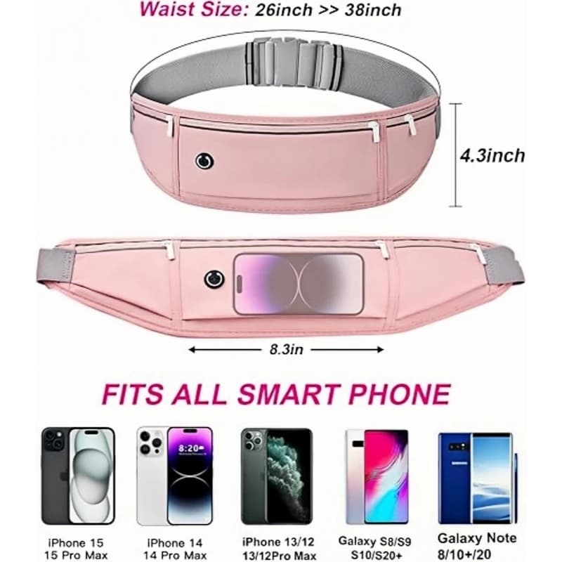 marsupioCintura da corsa sottile per donna uomo, porta cellulare per corridori, cintura per soldi, accessori per attrezzatura da corsa, con 3 tasche..