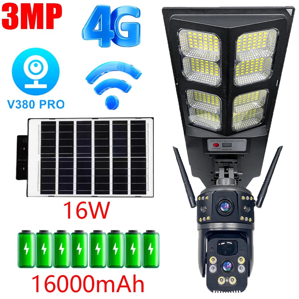 External IP Camera 3MP 4G with Solar Panel, LED Lighting and Automatic Alarm