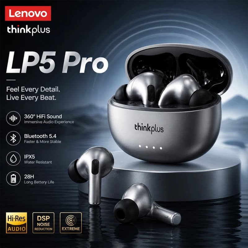 Original Lenovo LP5 Wireless Bluetooth 5.4 Earphones Gaming Earbuds Sports Headphones Low Latency Headset With Mic LP5 Pro