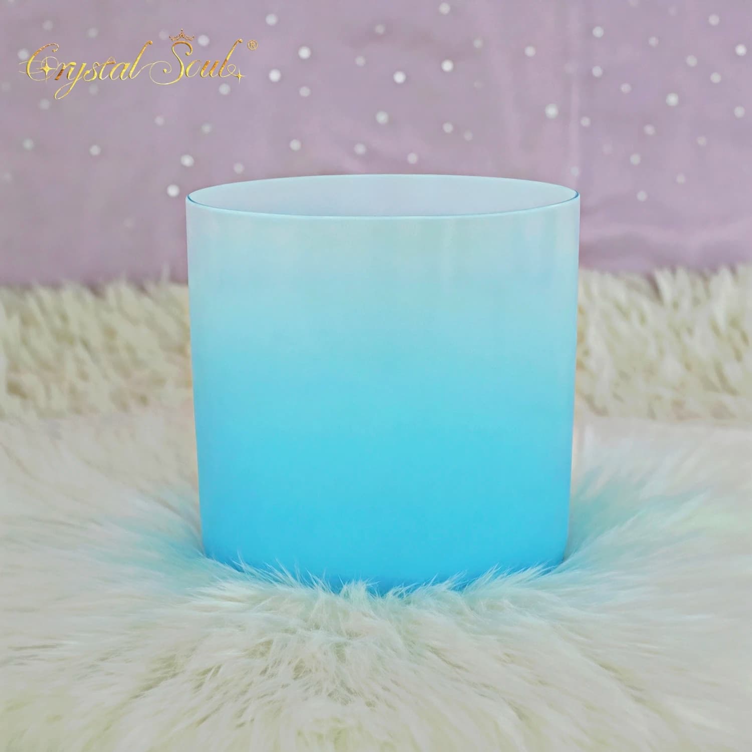 CrystalSoul 432Hz Ice blue clear Crystal Singing Bowl Yoga Stress Reducing with accessories