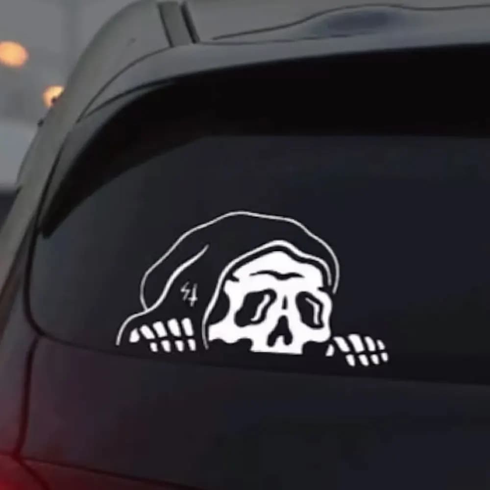Peep Skeleton Adesivo per auto Decorato Parabrezza Finestre Halloween Lurking Reaper Fantasma Adesivi Fustellatura Decalcomanie in vinile