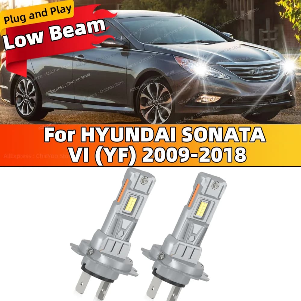 2 pezzi fari a LED abbaglianti fanless design 12V super luminoso 30000LM per HYUNDAI SONATA VI 2009-2018 2010 2011 2012 2013 2014