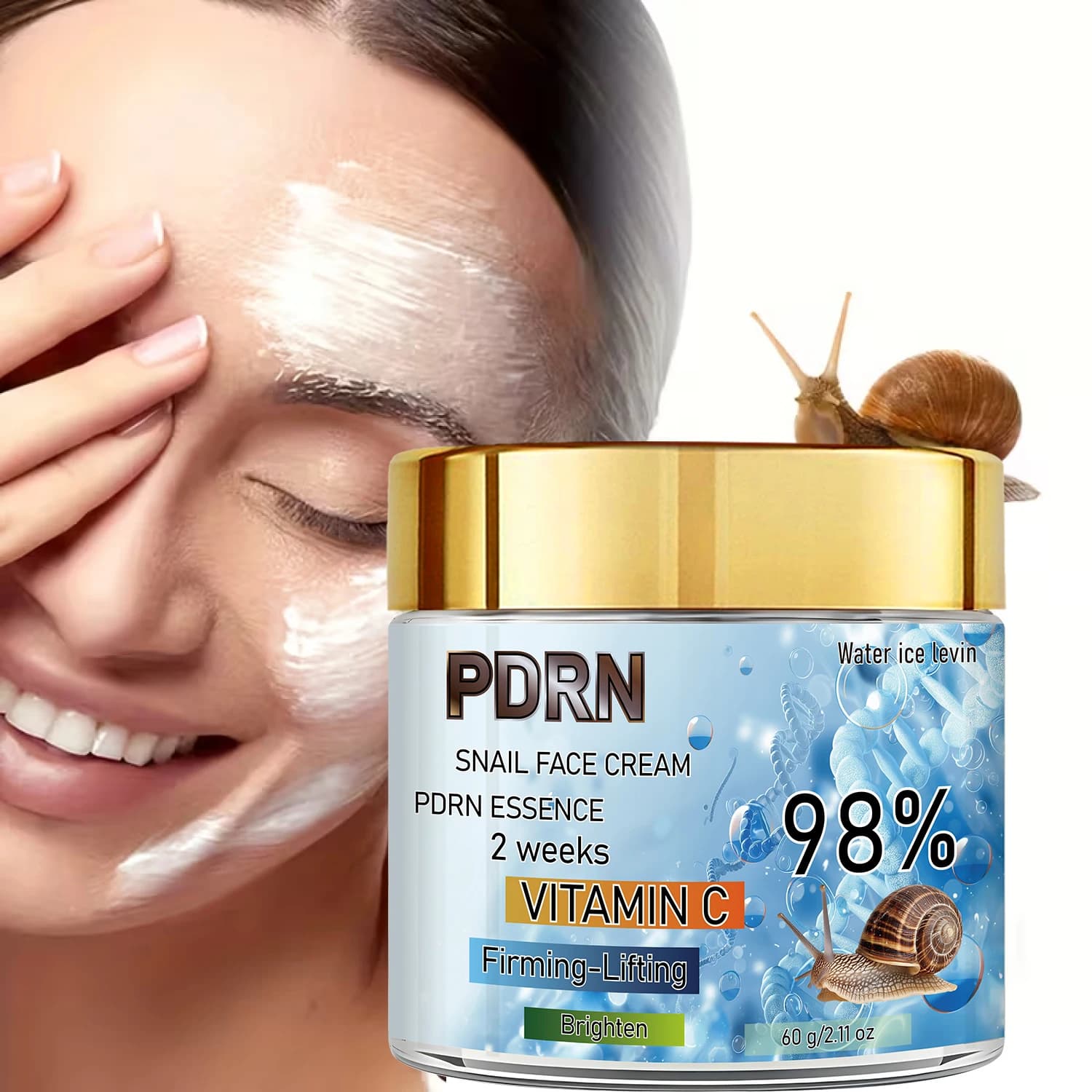 PDRN Face Cream with Lumaca - PDRN Essence at 98%, Rassodante and Illuminante in 2 weeks with Vitamin C, Retinol and Bee Poison for a Radiosa Leather