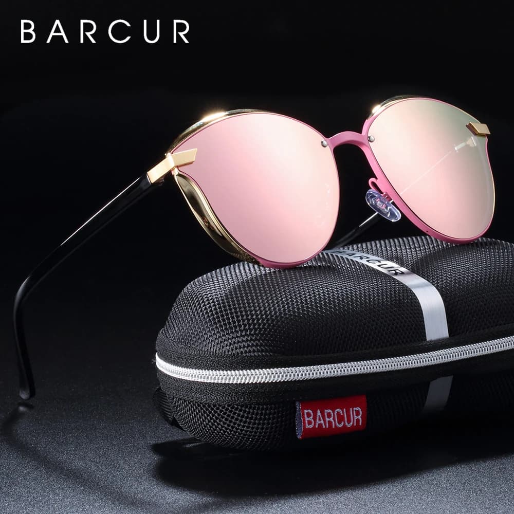 BARCUR di Lusso Occhiali Da Sole Polarizzati Donne occhiali da Sole Rotondi glassess Delle Signore occhiali da sole lunette de soleil femme