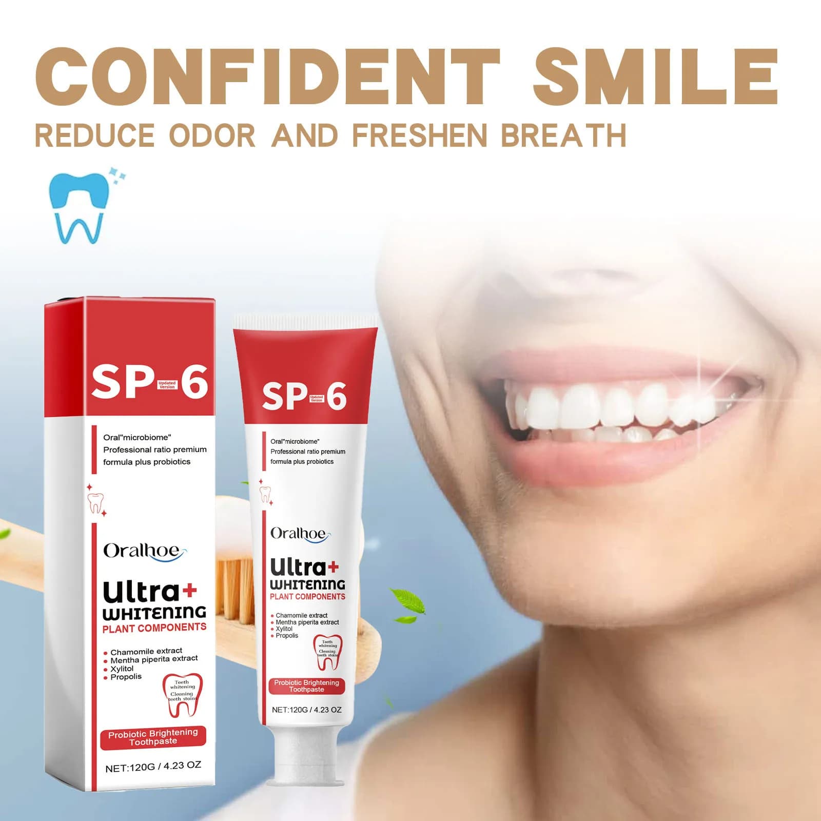 Oralhoe 120g Sp 6 Ultra Tooth Whitening Dentifricio Probiotic Alito Cooling Macchia Remove Dentale Cleaning Dentifricio