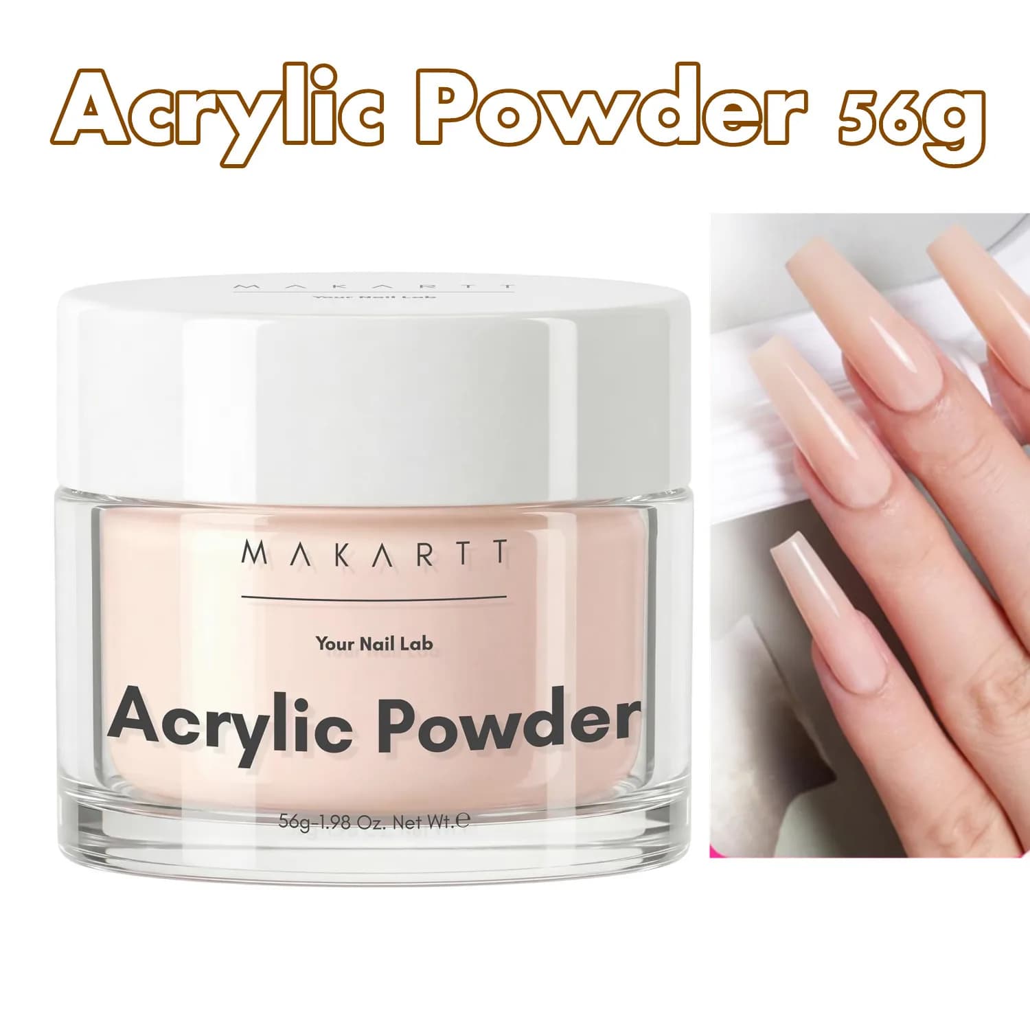 Acrylic Powder 56g,Makartt Professional Nude Acrylic Nail Powder Extension Decoration Carving French Manicure 3D Art Gel Salon