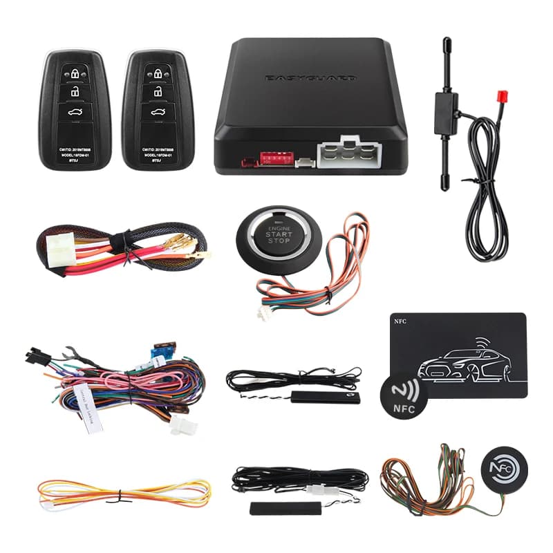 EASYGUARD EC002-NFC Universal pke car alarm with NFC card remote engine start passive keyless entry smartphone app control