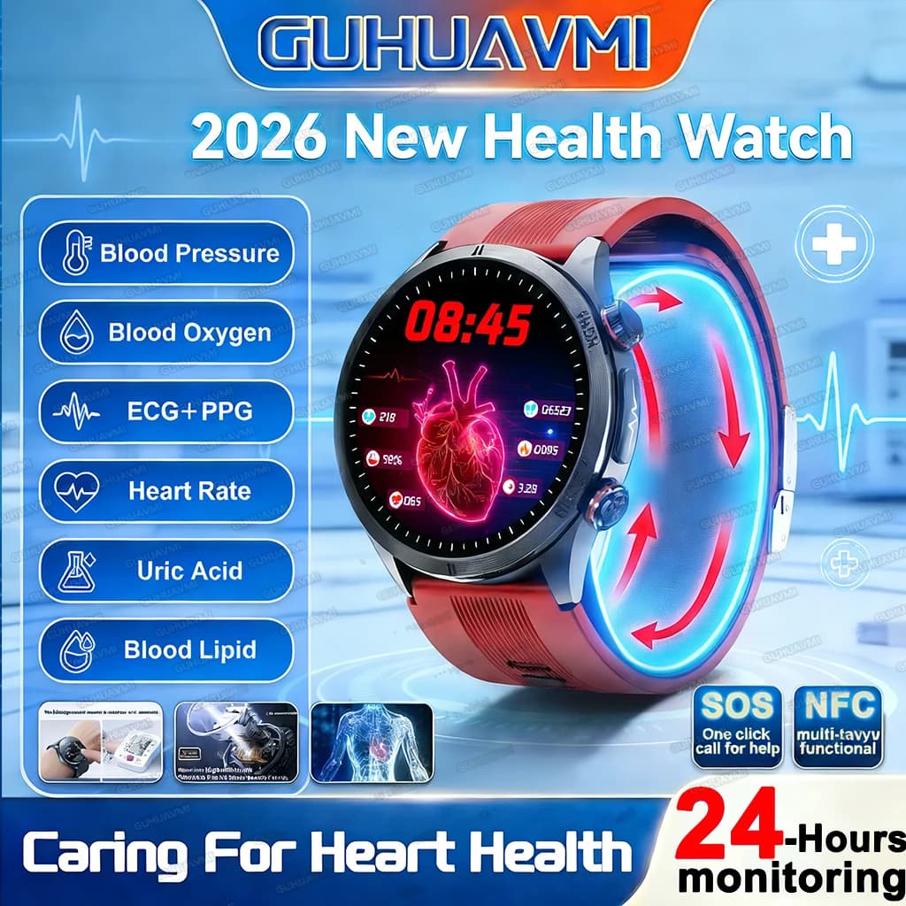 Smartwatch con Monitoraggio della Pressione Sanguigna a Doppia Modalità (Pompa d'Aria + Airbag), Display AMOLED da 1,43\", ECG, PPG, Acido Urico, Temperatura Corporea