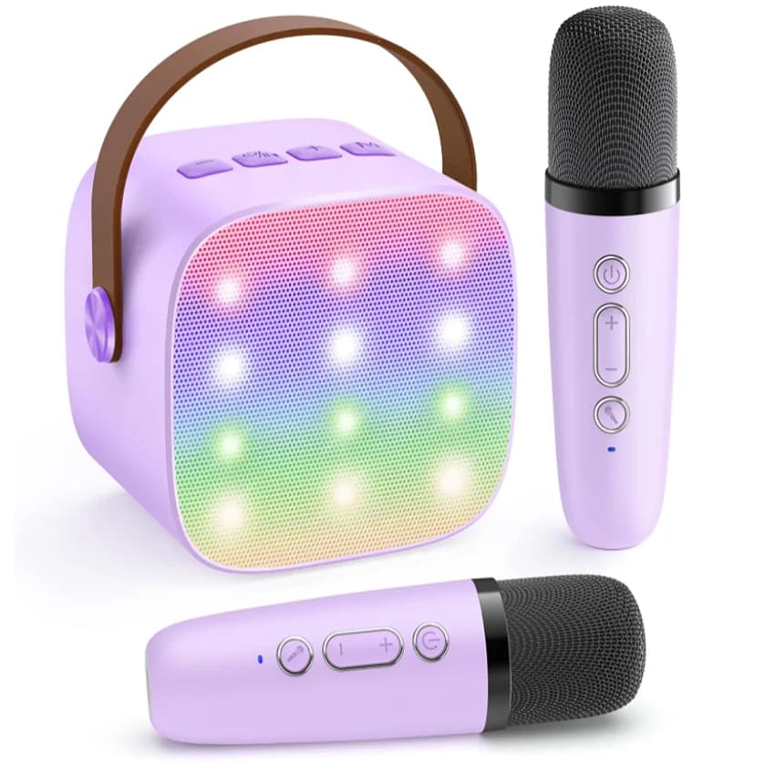 Mini Macchina per Karaoke per Bambini, Microfono Bluetooth Portatile con Altoparlante, Giocattolo per Feste di Compleanno 3-12 Anni, Intrattenimento Familiare