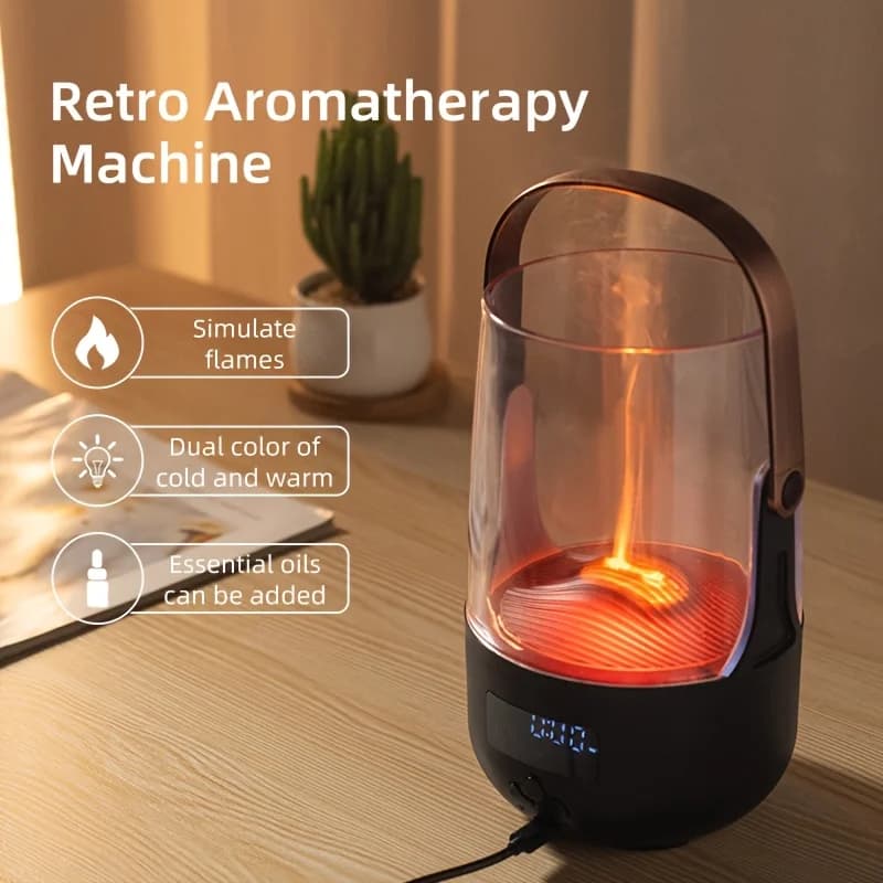 Umidificatore per aromaterapia a fiamma vulcanica bicolore da 6.76 once con spegnimento automatico-alimentato tramite USB, perfetto per Spa, Yoga, camera da letto dell'ufficio