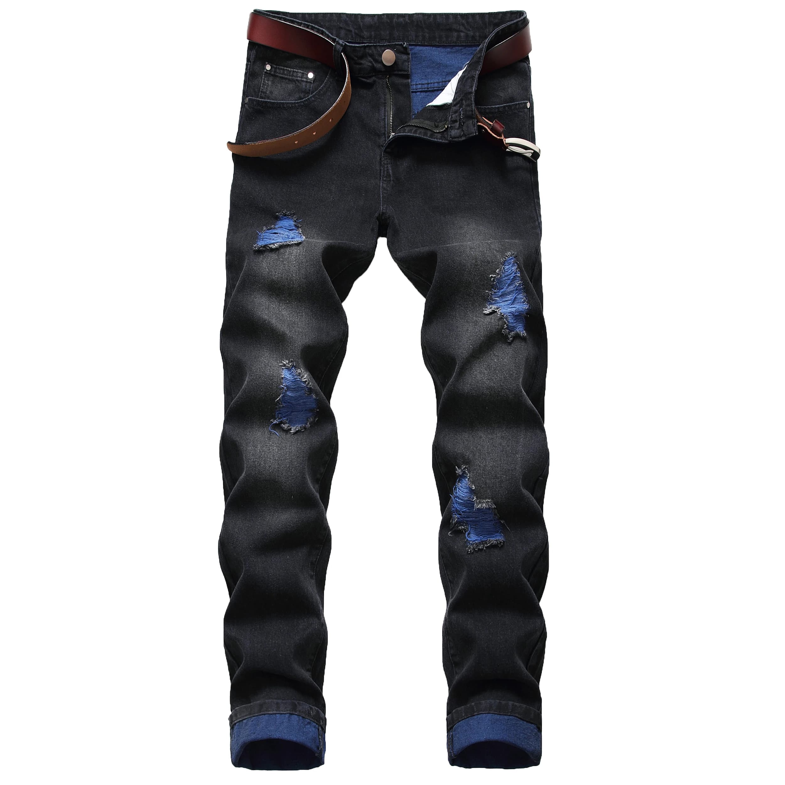 Men's Blue Ripped Slim Fit Jeans, Casual Fashion Classic jeans 509B