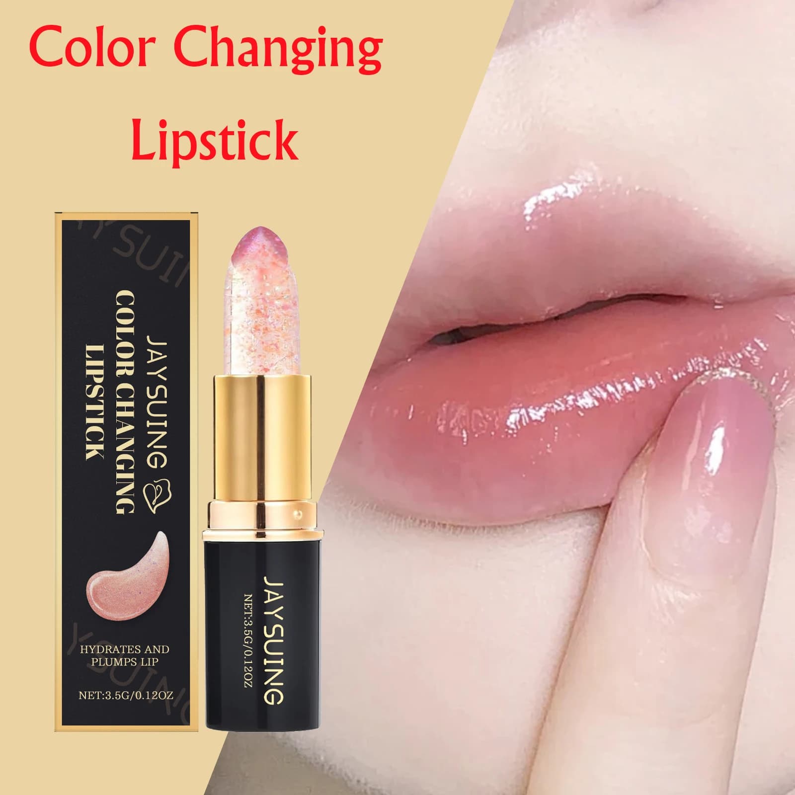 Rossetto JAYSUING che cambia colore, a lunga durata, idratante, lucido, non appiccicoso, anti-screpolature, nutriente con vitamina E, effetto gel.