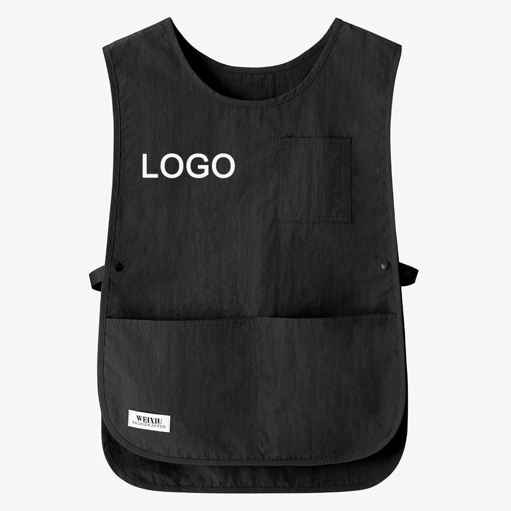 Grembiule da lavoro unisex impermeabile con logo personalizzato Grembiule da lavoro traspirante con 4 tasche Grembiule da gilet per uniforme da caffetteria