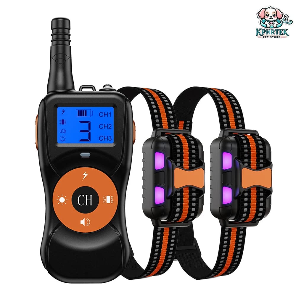 Per 2 cani Collare antiabbaio con telecomando ricaricabile impermeabile per addestramento di cani Collare per scosse elettriche