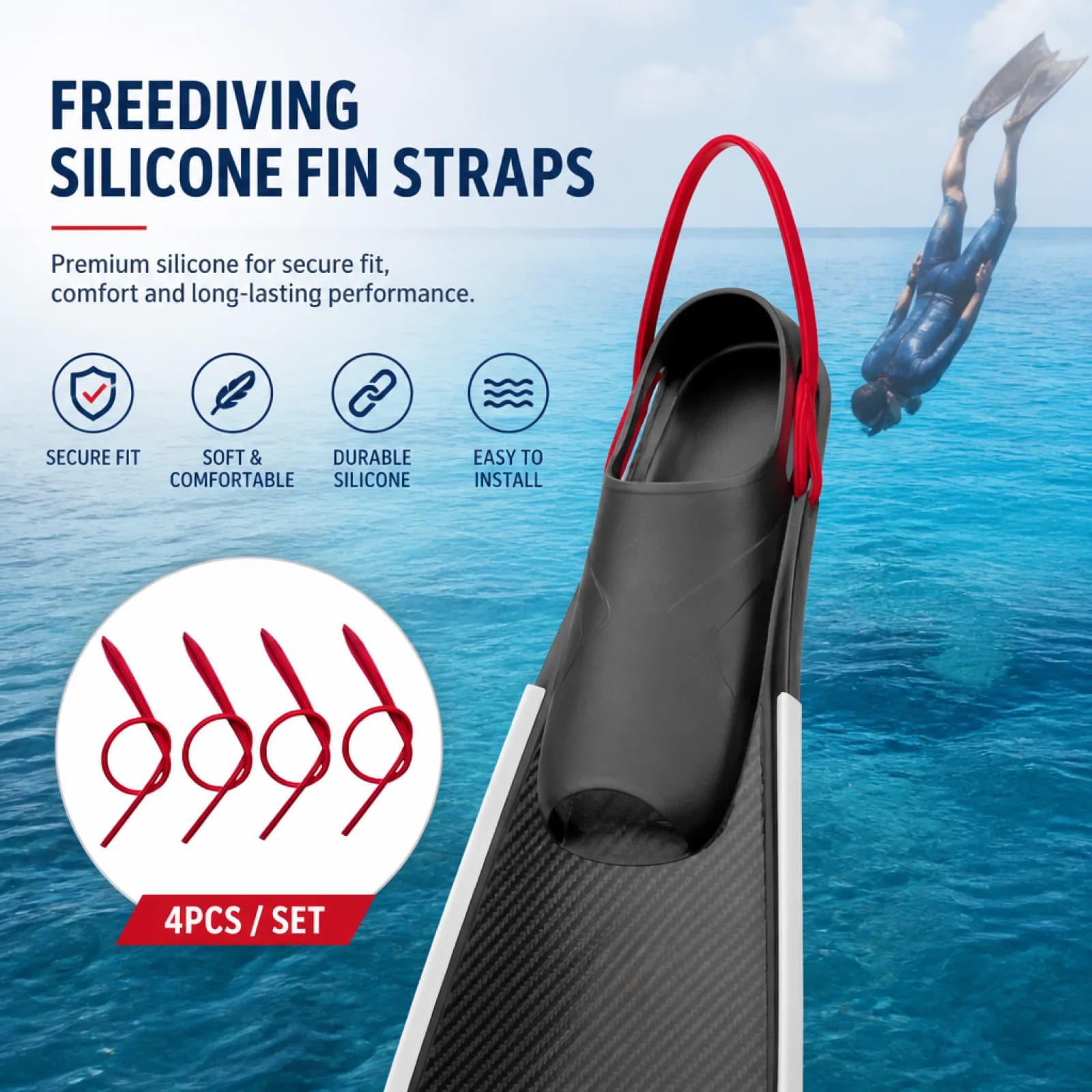 4 Pcs/Set Swimming Flippers Edge Silicone Water Strip Long Blade Fins Protector for Professional Diving Fin Accessories