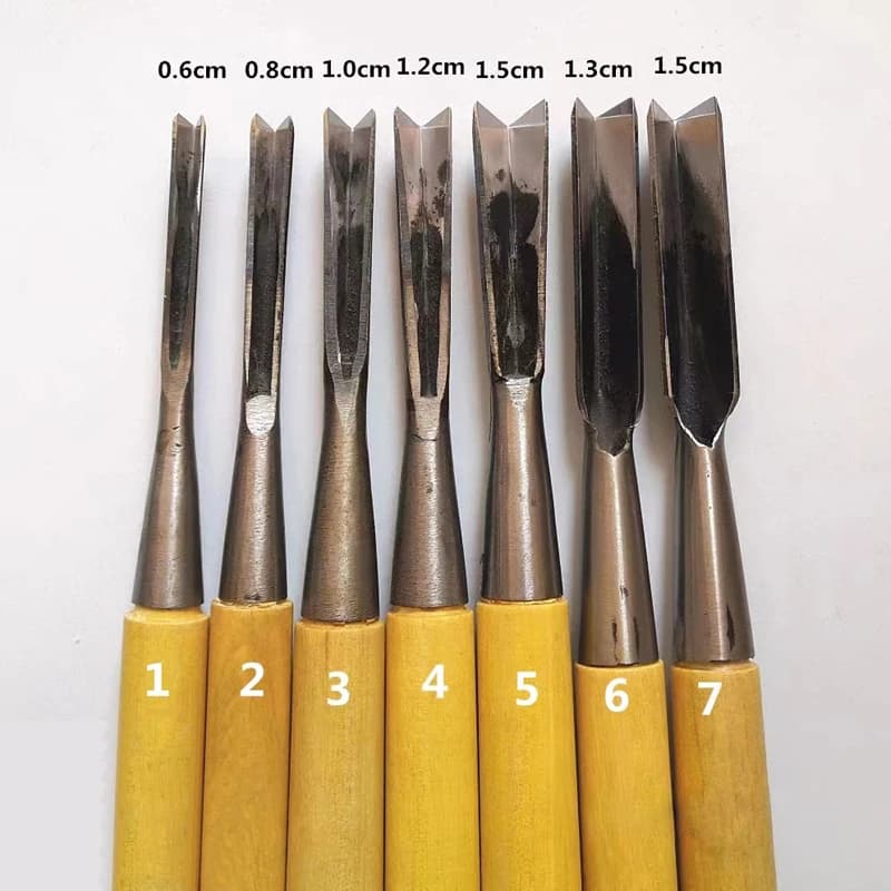 Wood carving knives, V and triangle chisels for carpentry, raw carving tools